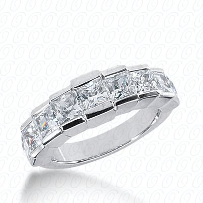 14KP Channel Set Cut Diamond Unique <br>Engagement Ring 2.14 CT. Princess Style