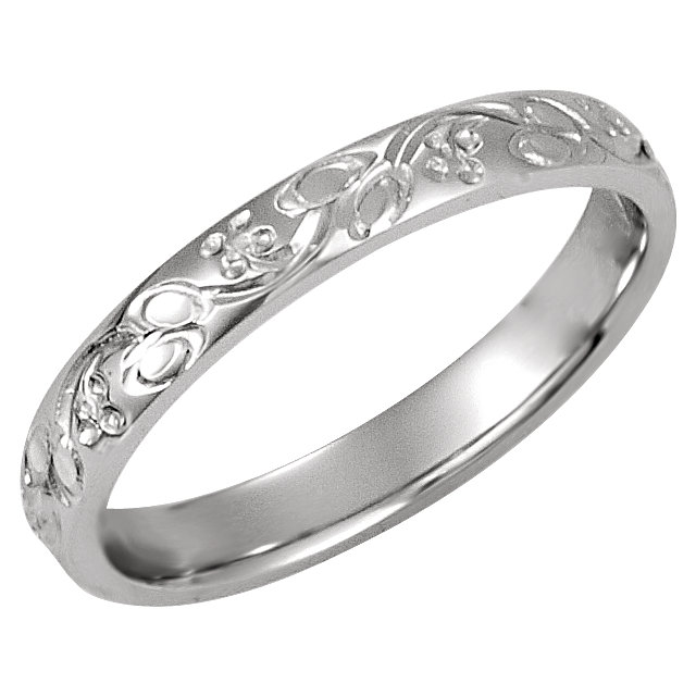 Sterling Silver 3mm Hand-Engraved Band Size 7